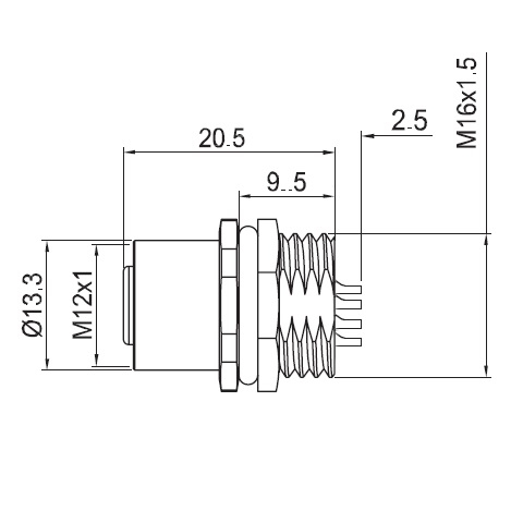 STA - M12 front mount female bulkhead #EEC0234